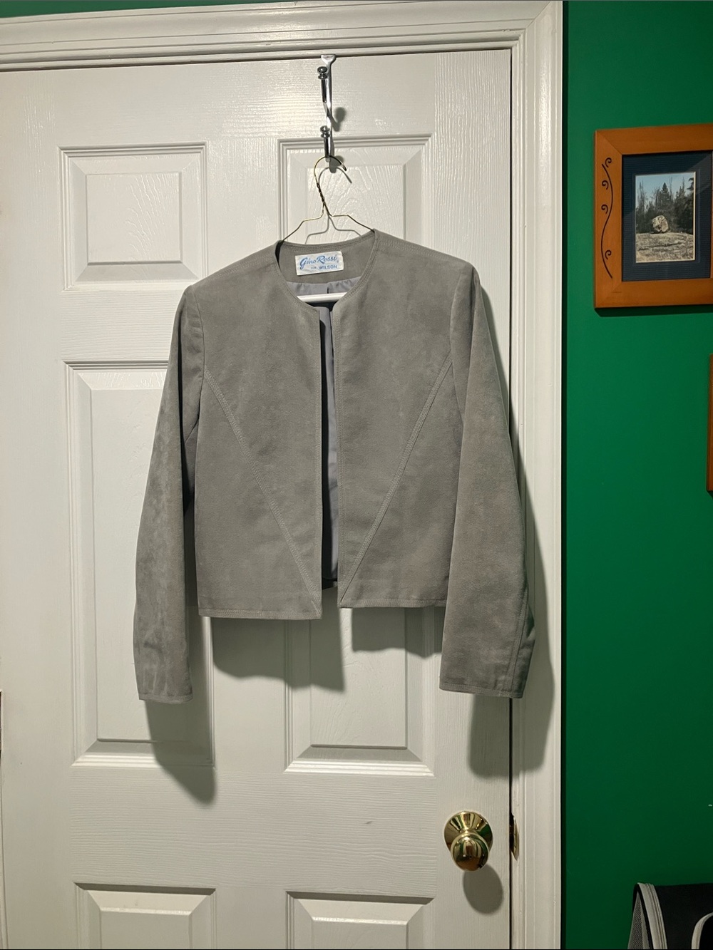 Gray Suede Open-Front Women's Jacket small vintage 90s